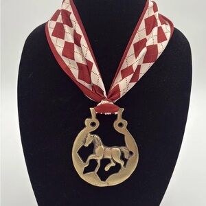 Gold Horse Medallion with Argyle Twilly